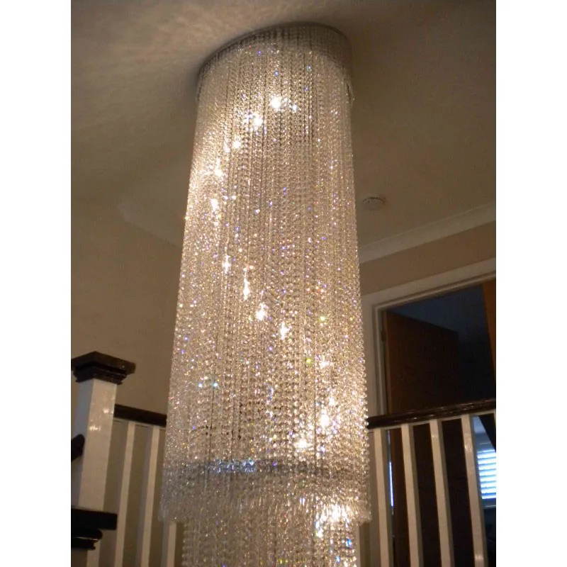 Custom Luxury Crystal Tassel Design Pendant Lampe Bright Hotel Lobby Stair High Ceilings Spiral Chandelier Light Modern Crystal