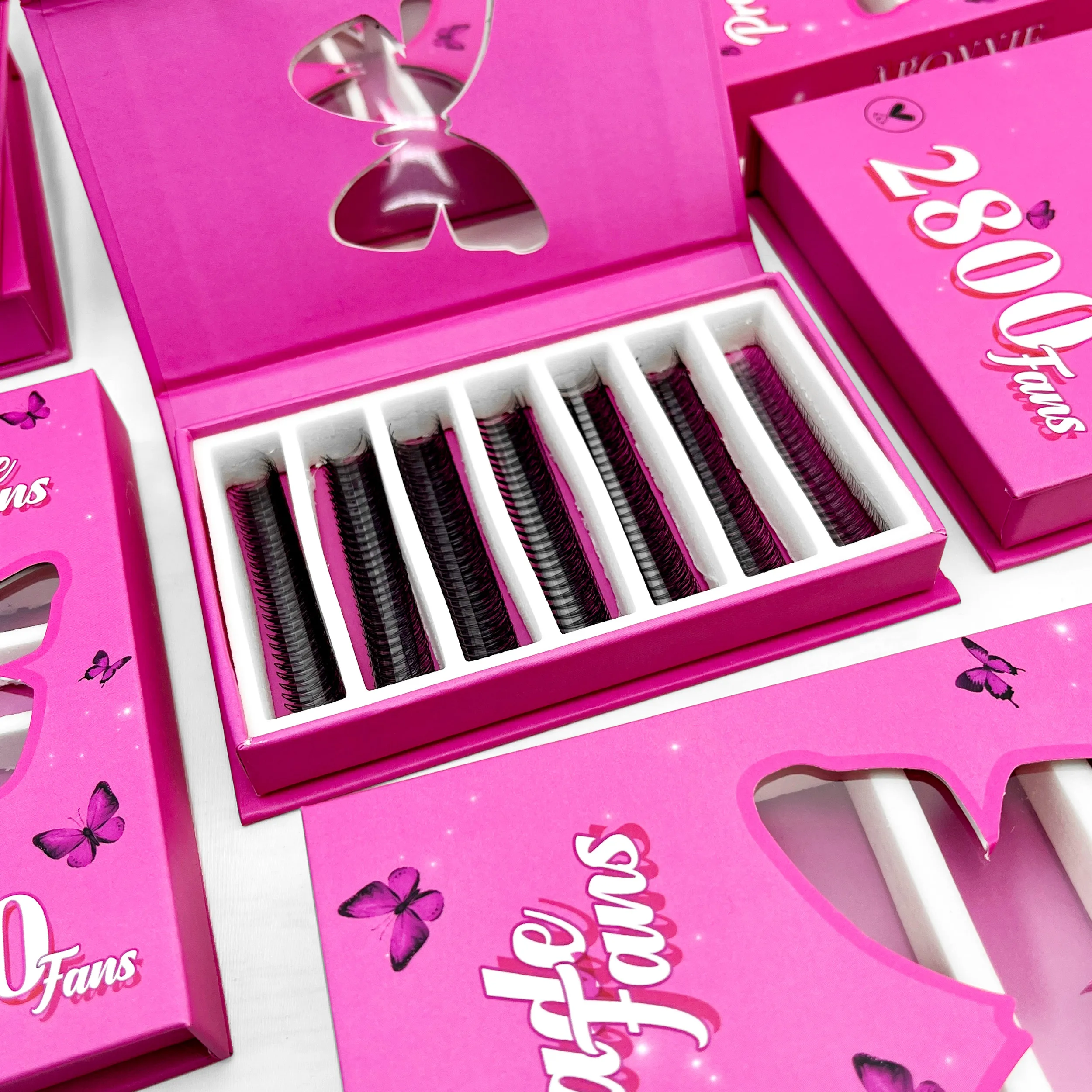 Абонни 14D 20D норка пушистая заостренная основа, свободные вееры, 20 мм Готовые свободные вееры для наращивания ресниц