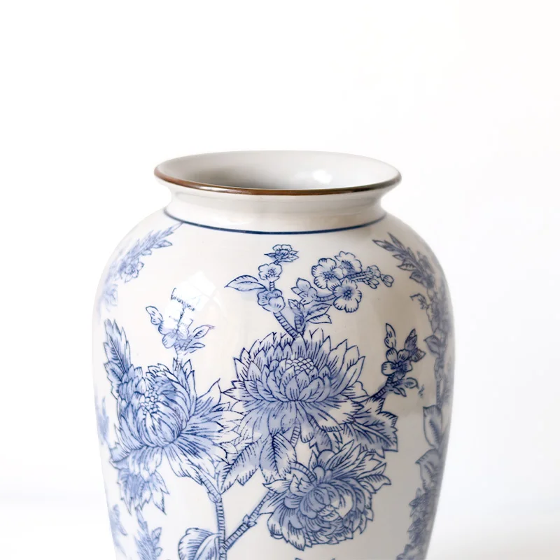 Floral Design Handmade Vintage Wedding Flower Arrangement Centerpiece Decoration Blue and White Porcelain Vase for Home Decor