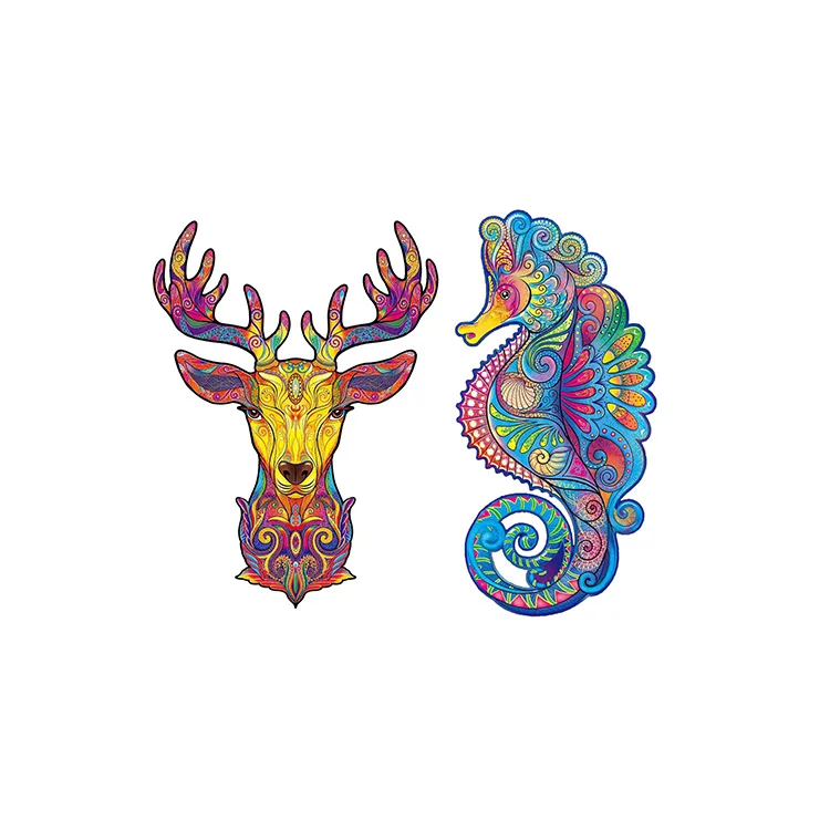 100 piece A4 Size High Quality Laser Cut Popular Art Unique Shape Mysterious Lion Wooden Jigsaw Puzzle