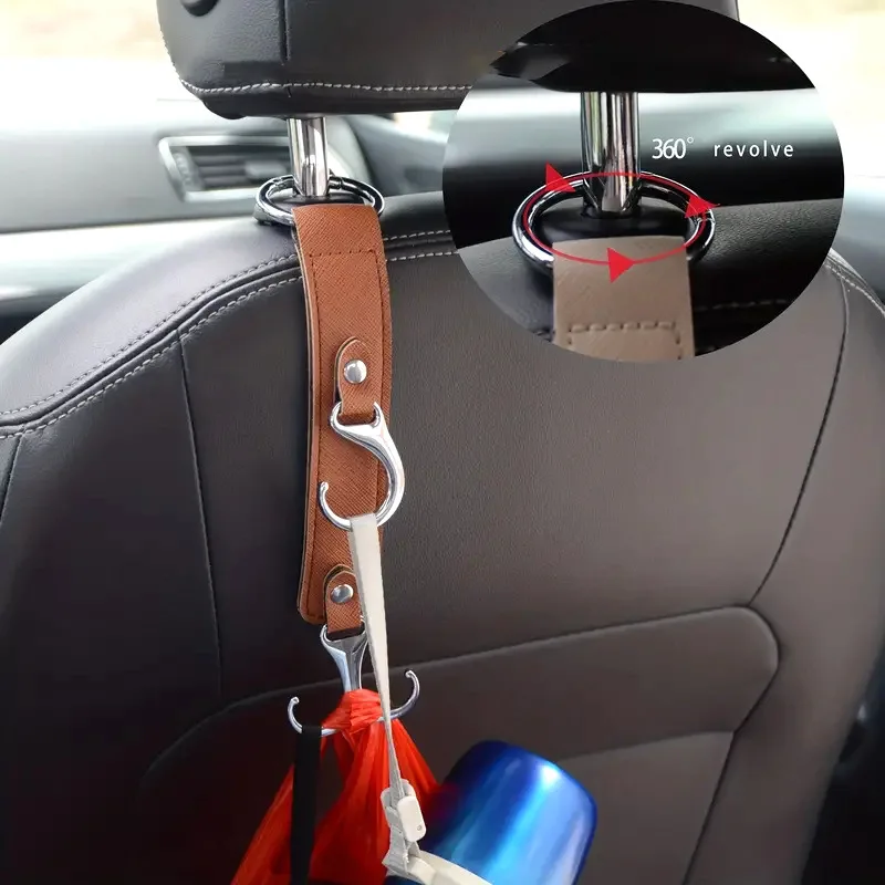 Car Seat Headrest Hook Leather Hidden Hook Auto Back Seat Organizer Hanger Handbag Clothes Bracket Auto Interior Accessories