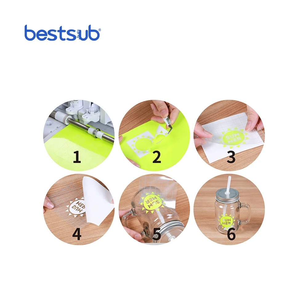 BestSub Wholesale Personalized 8 Sheets Craft Vinyl Assorted Color Changing Adhesive Vinyl Heat Press Transfer Sheets Pack