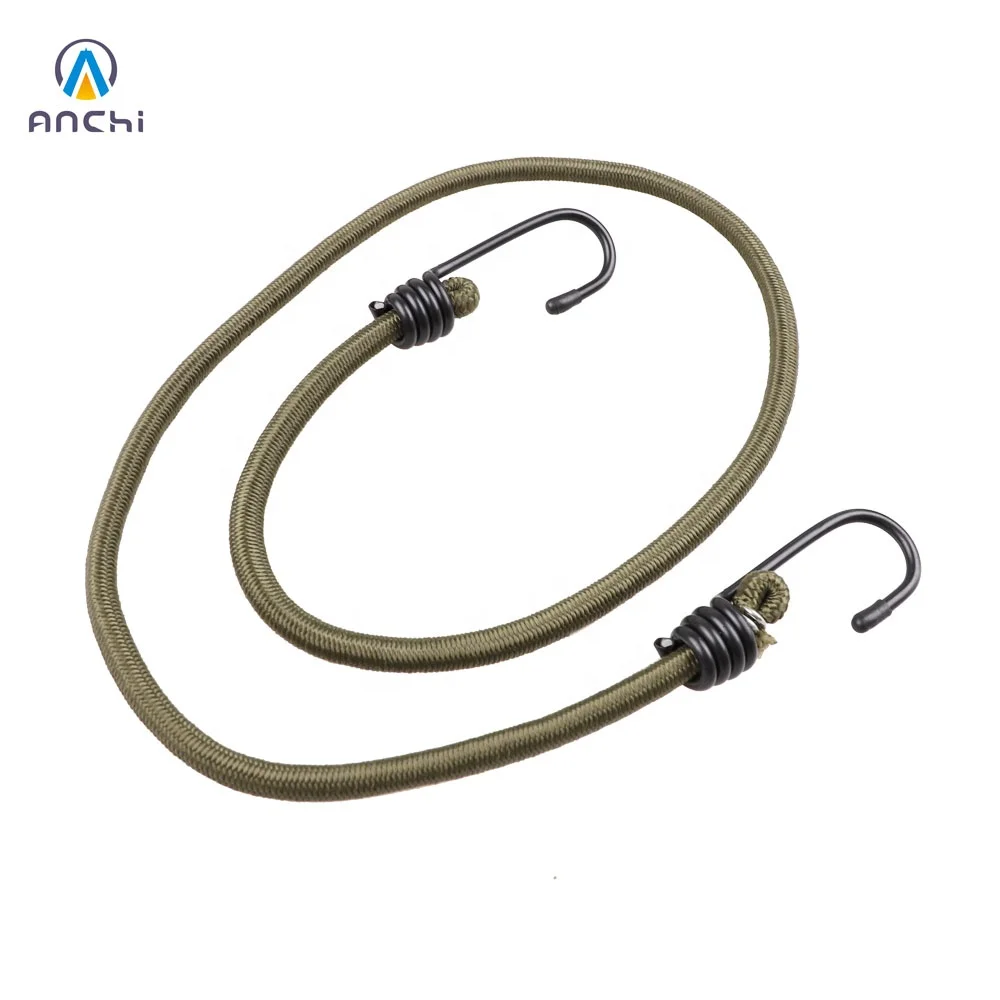 Высокопрочный эластичный резиновый эластичный шнур 8 мм 36 дюймов, армейский зеленый с крючками