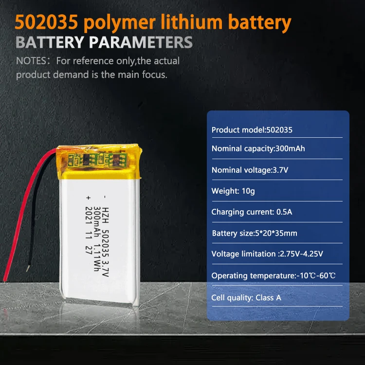 OEM пользовательские 502035 300 мАч 1.11Wh перезаряжаемая литий-ионная батарея для светодиодных огней 300mAh 3 7 V Lipo батарейки