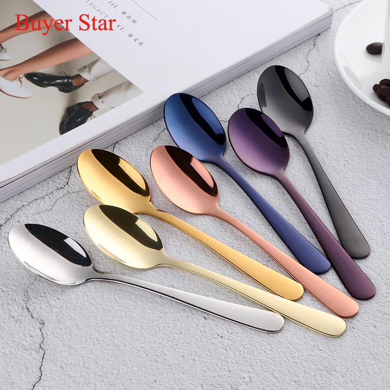 Customize logo 304 stainless steel multi-colors tea coffee spoon