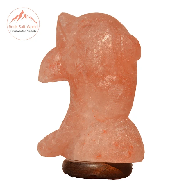 
Himalayan Natural Fish Shape Rock Salt Lamp with Original Wooden Base Cord and Bulb For Home Decoration in Room and Office 