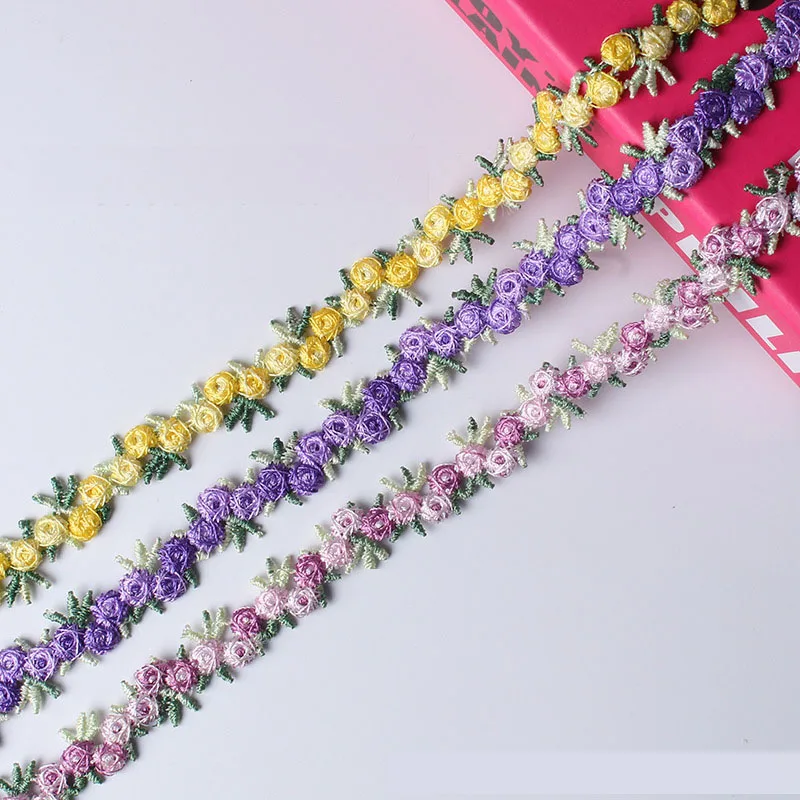 ZSY 1.2cm Embroidered 3d Border Lace Trim Sun Flower Chemical Lace Trim For Dress Lingerie Decoration