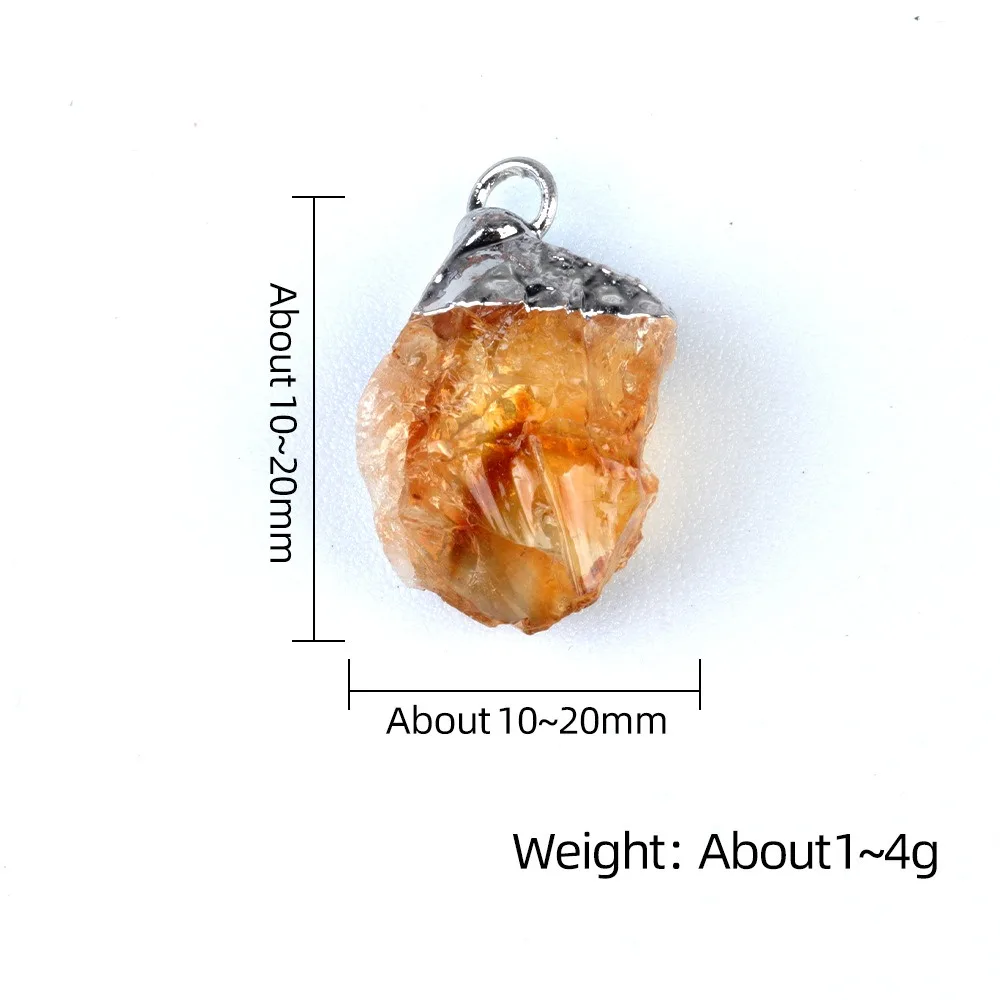 Natural Irregular Raw Crystal Silver Plated Pendant Amethyst Sunstone Quartz Healing Pendant for Jewellery Making