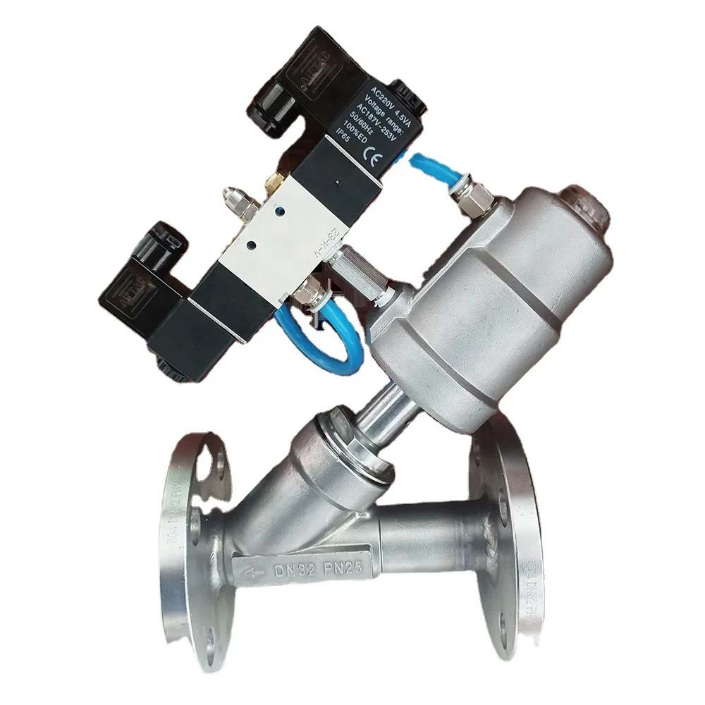 Factory wholesale Steam use Flange Angle Seat Valve with Solenoid Valve 220v ac