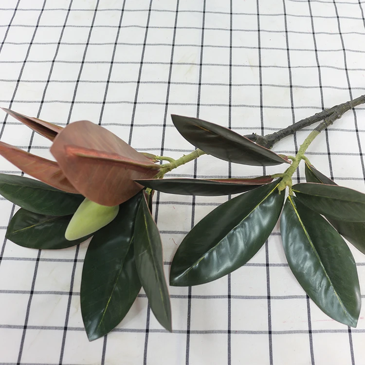 Hot selling ins style Artificial magnolia branch for Wedding Home Garden Decoration artificial magnolia leaf stem