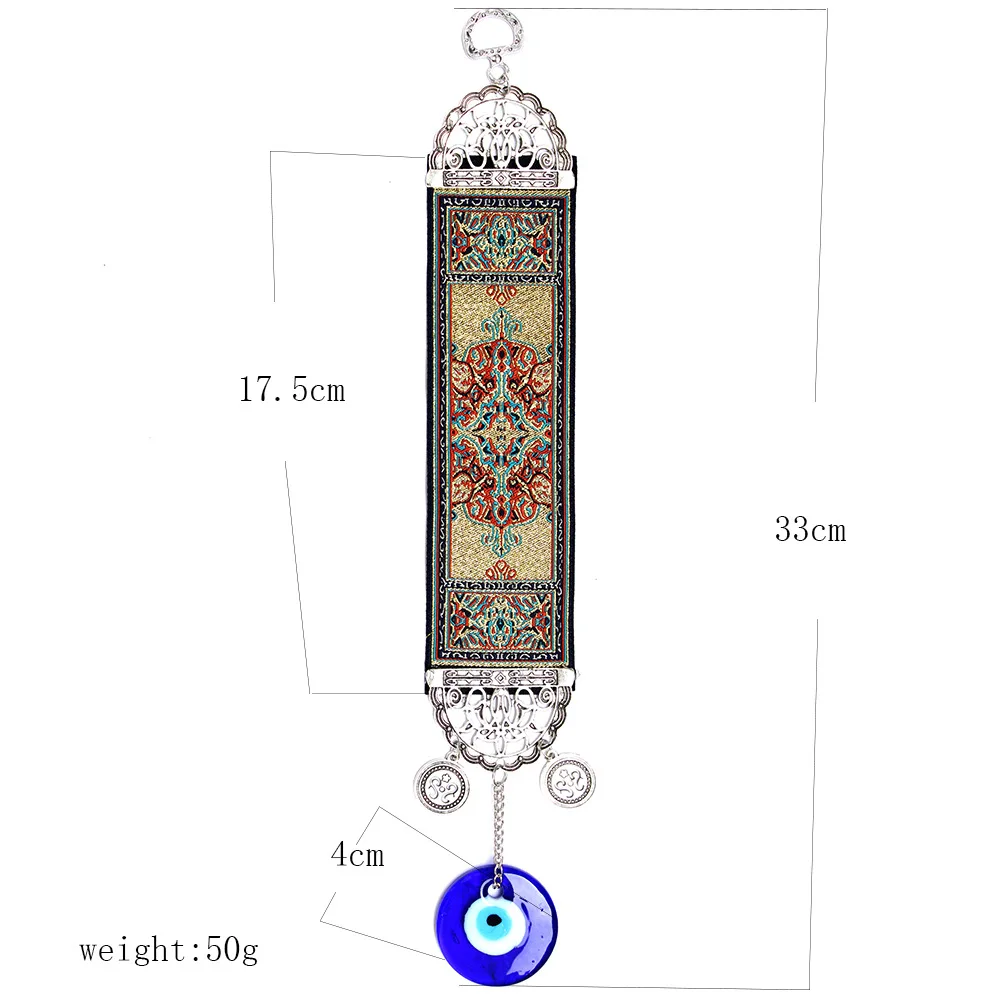 Turkish Style Ethnic Pattern Long Tapestry Blue Evil Eye Amulet Interior Decoration