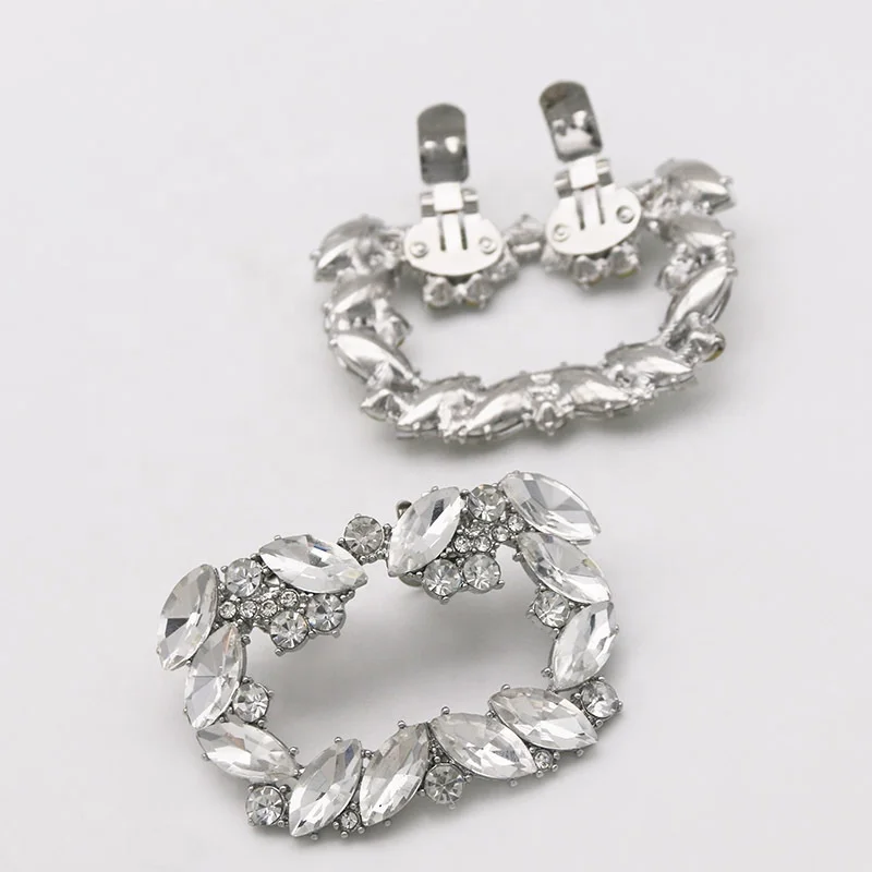 Removable rhinestone square Crystal Cheap Shoe Clips accessories on Shoe Decorations From China Factory