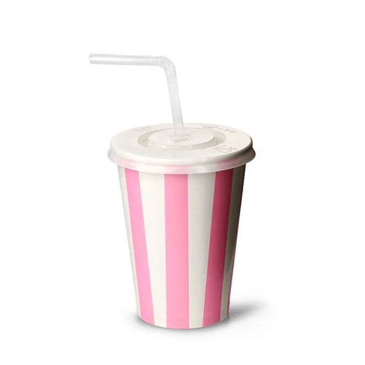 custom flexo printing party milk shake milktea 12oz compostable paper cup with lid cover for milk