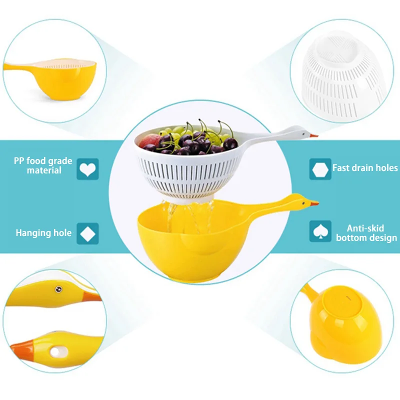 Amazon Hot sell Kitchen Accessories Colander Bowl Vegetable Drain basket Plastic Sink Strainer Basket Fruit Colanders Strainers