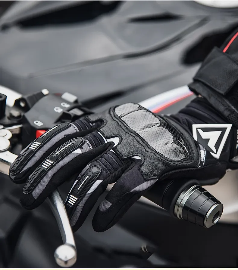 Motorcycle Leather Carbon Fiber Full finger Breathable Motorcycle Gloves