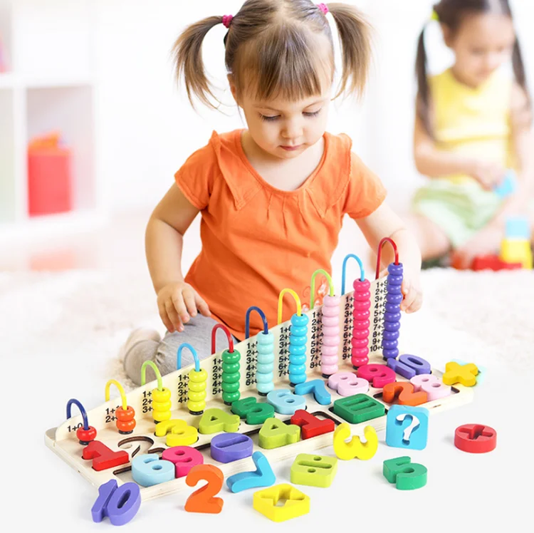 Дешевые деревянные Радуга Красочные Монтессори abacus стойки Математика игры инструмент развивающие дошкольного для маленьких детей