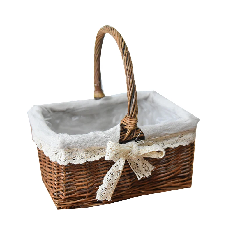 Manual storage box wicker Flower Basket Fruit Container Cosmetic woven storage basket