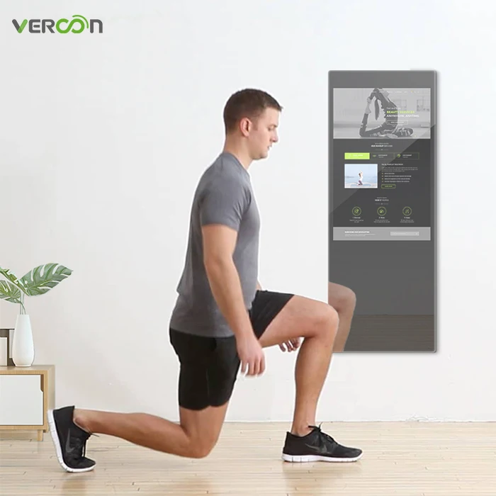 Chinese Factory interactive touch screen smart mirror with camera fitness mirror workout for gym