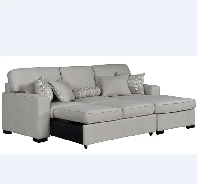 Multifunction leisure soft grey fabric sofa bed