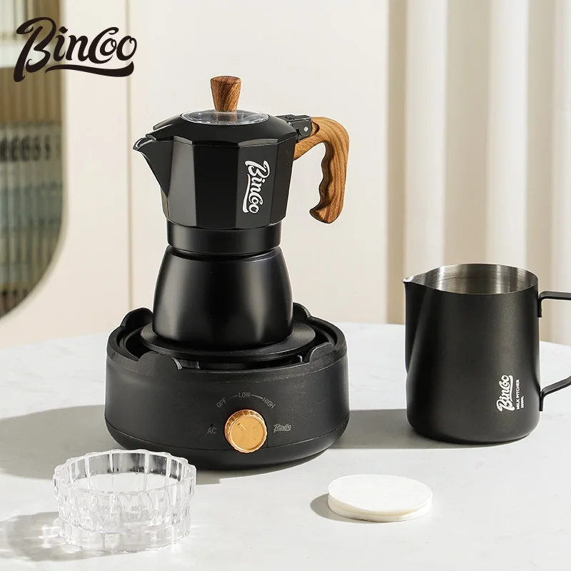 Bincoo Moka Coffee Pot Double Valve Mocha Pot Set Home Cooking Coffee Pot Italian -style Small Hand Grinding Coffee Machine