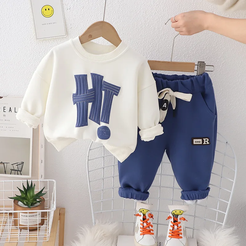 2024 high quality 2 pieces set fashion baby clothes cotton 1-5 years boys
