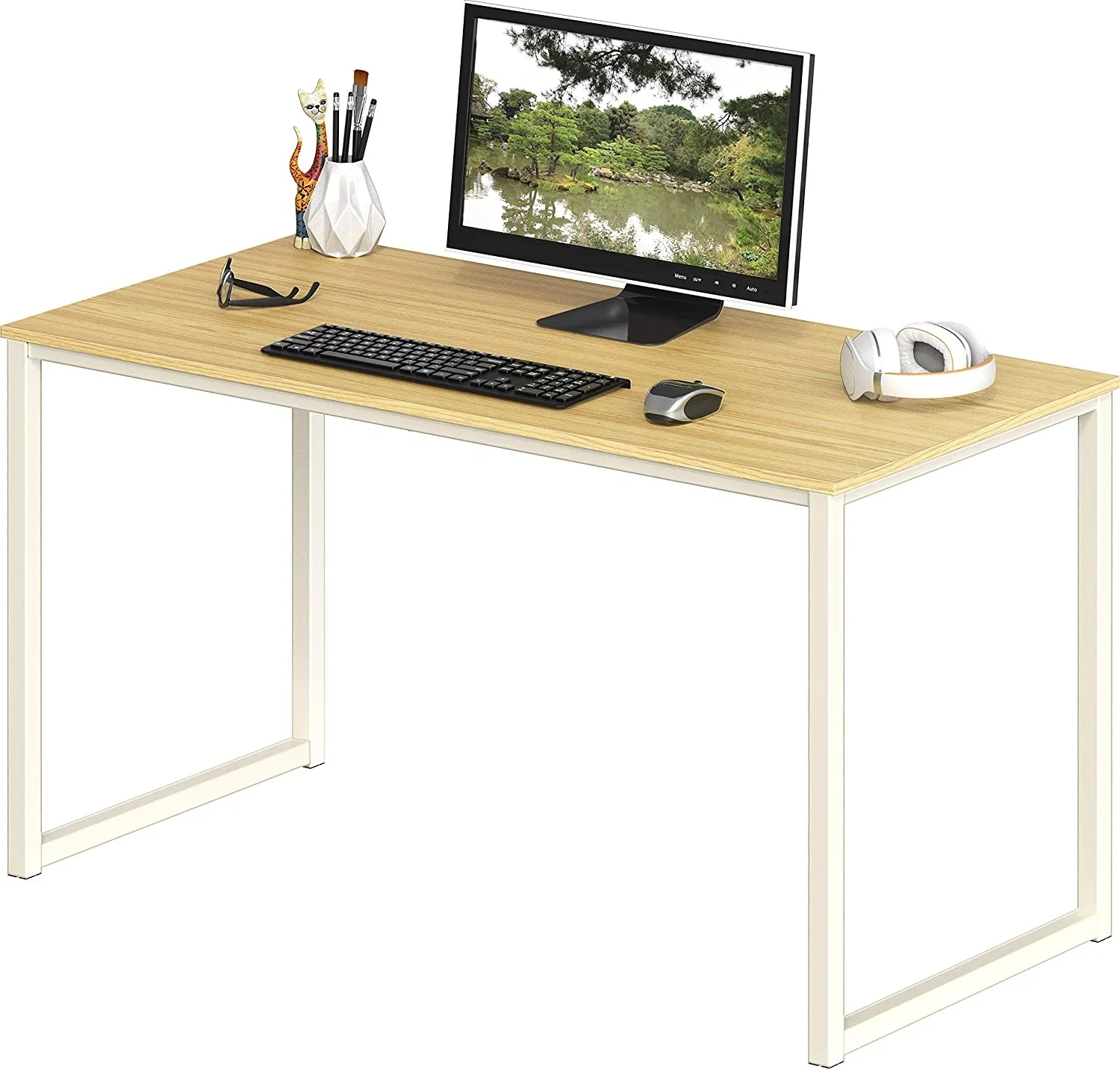 Rectangular MDF Home Office Desks Height Adjustable steel office desk frame