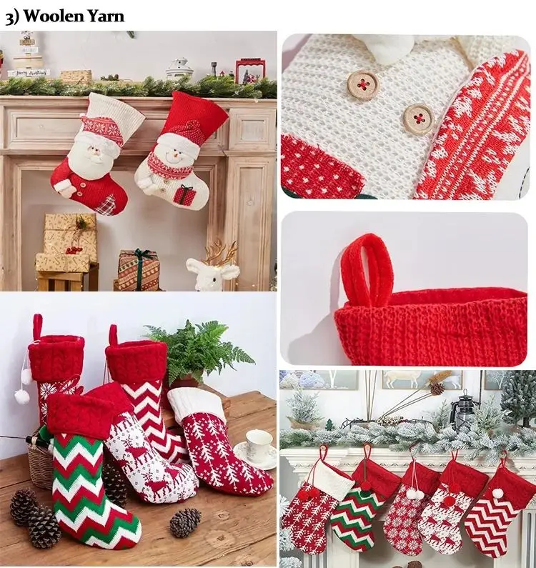 Hot Selling 2023 Kids Gifts Socks Decoration Xmas Small Christmas Stocking Knit Christmas Stockings