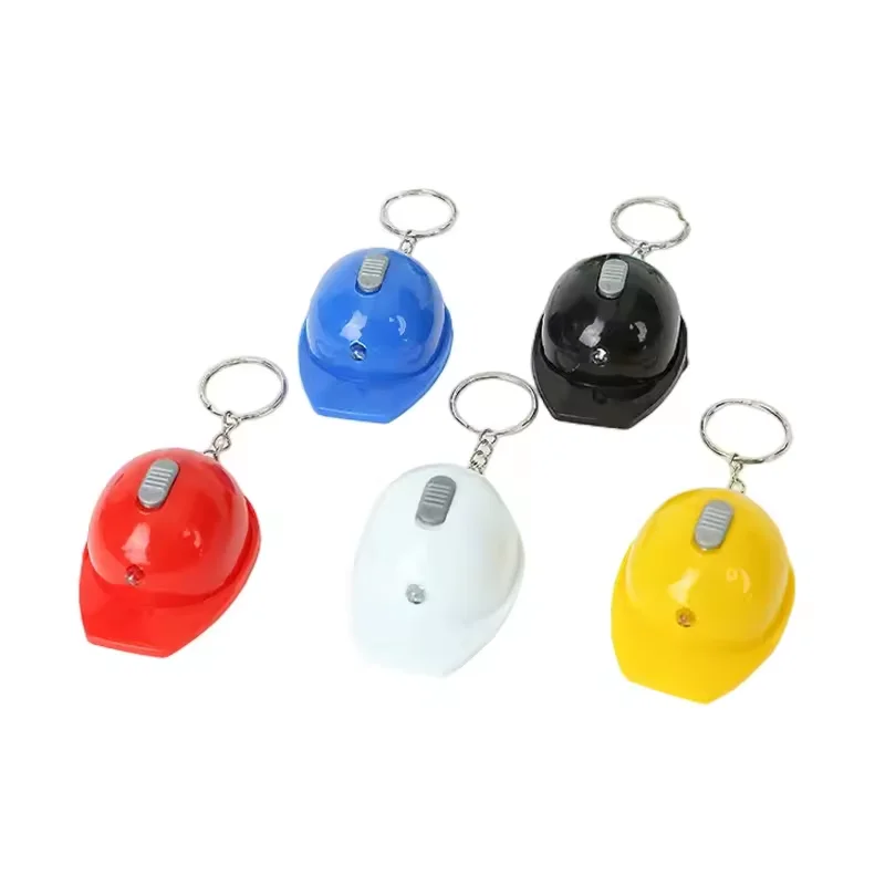 Custom Logo Helpmet Beer Bottle Opener Promotional Plastic Safety Helmet Bottle Opener Keychain With Led Flashlight