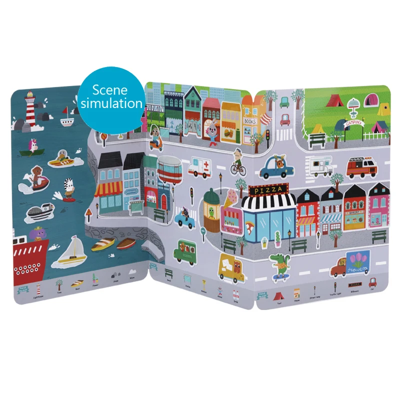 Silicone Sticker Book Busy City Theme Children Puzzle Picture Book Preschool DIY Handmade Craft Kit