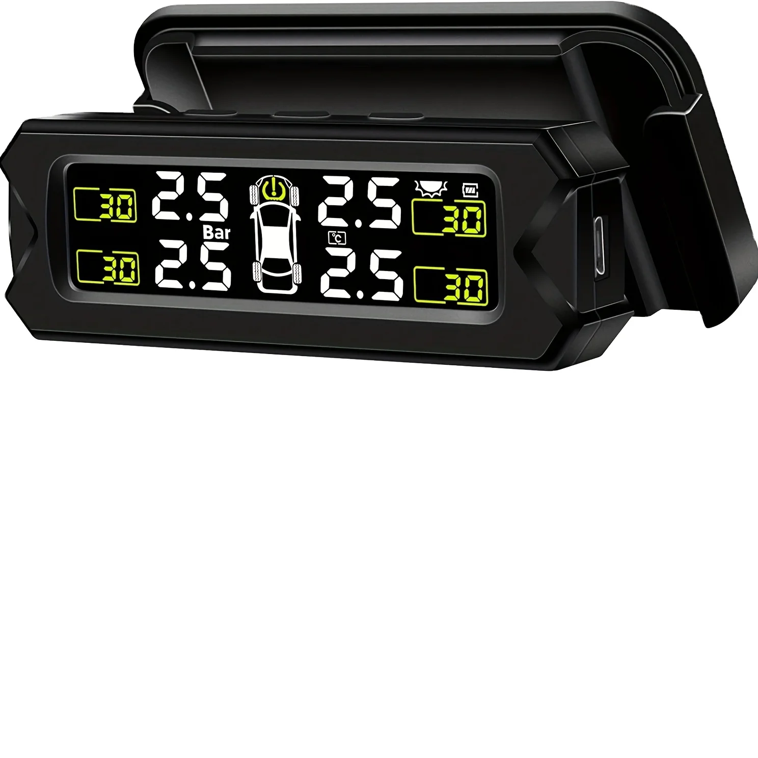 Tyre Pressure Monitoring Sensor System Solar Internal Universal Tpms Usb Tpms Battery 433.92mhz 4 Wheels Led Display