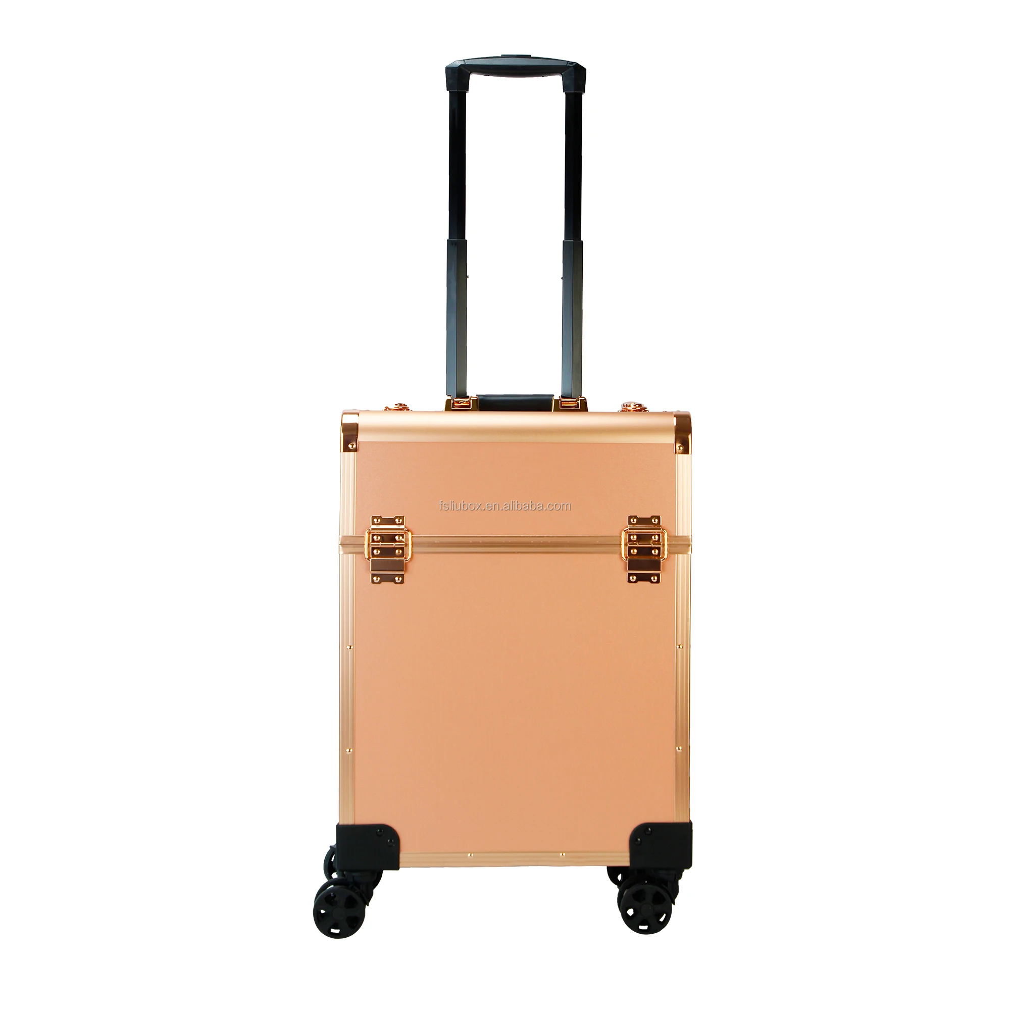 Aluminum  cosmetic case Professional   with basket trolley  beauty case with trays