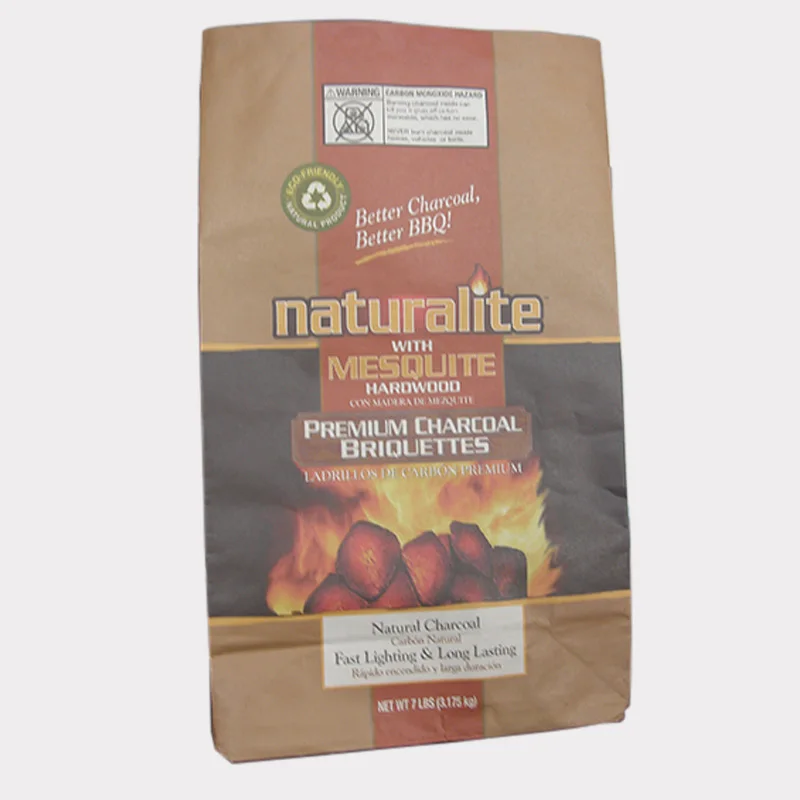 Wholesale Customized Printing Logo  Size Coal Bag BBQ Brown Kraft Charcoal Paper Sacks For Industrial
