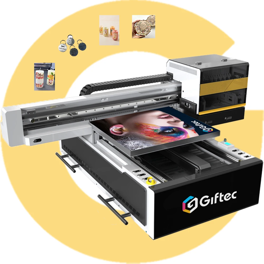 Giftec Многофункциональный УФ-принтер 9060 с двойной головкой I3200u1 A1 Автоматическая цифровая машина логотипом из золотой фольги