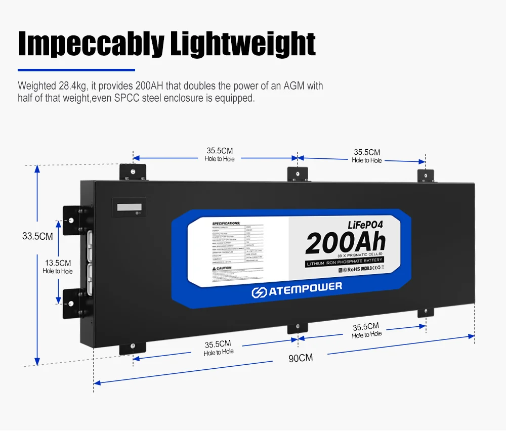 ATEM POWER Camping Dual Battery System Included 200W Flexible Solar Panel 12V Control Hub Box And 200AH LIFEPO4 Battery