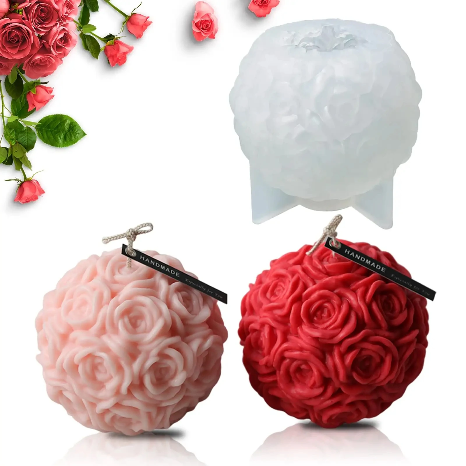 High quality floral aromatherapy gypsum candle silicone mold clip decorative mold