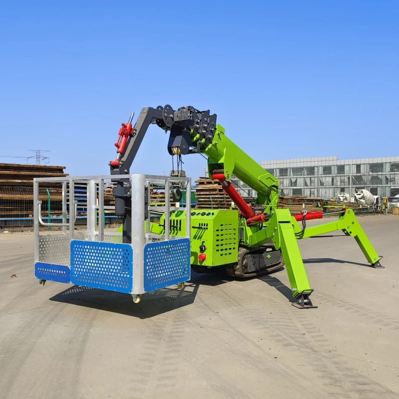 New Design Crawler Mobile Crane Spider Crane With Fly Jib Man Basket Spider Crane
