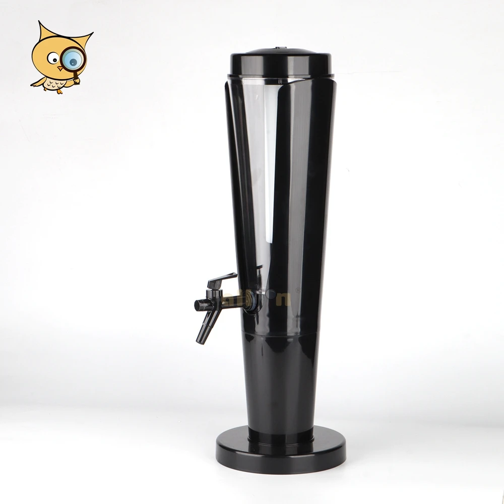 All In Brew Torch Design LED Illuminated Ice Tube 3L Beer Dispenser Plastic Dispensing Beer Tower for Bar