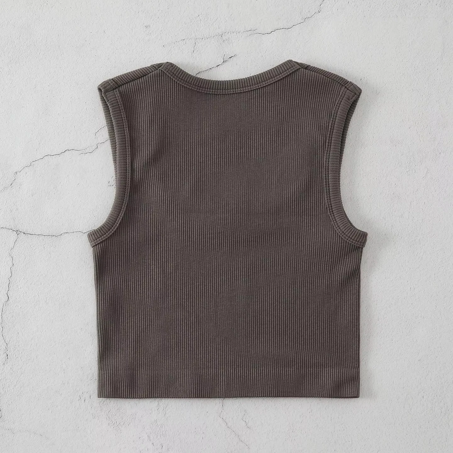 Solid Color Square Collar Sleeveless Ribbed Slim Fit Basic Racerback Vest Quick-dry Breathable Running Fitness Crop Tank Top
