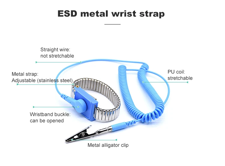 Custom ESD Wrist Wtrap Elastic Anti Static Adjustable Wrist Band Anti-static Bracelets Antistatic Grounding Cord ESD Wrist Strap