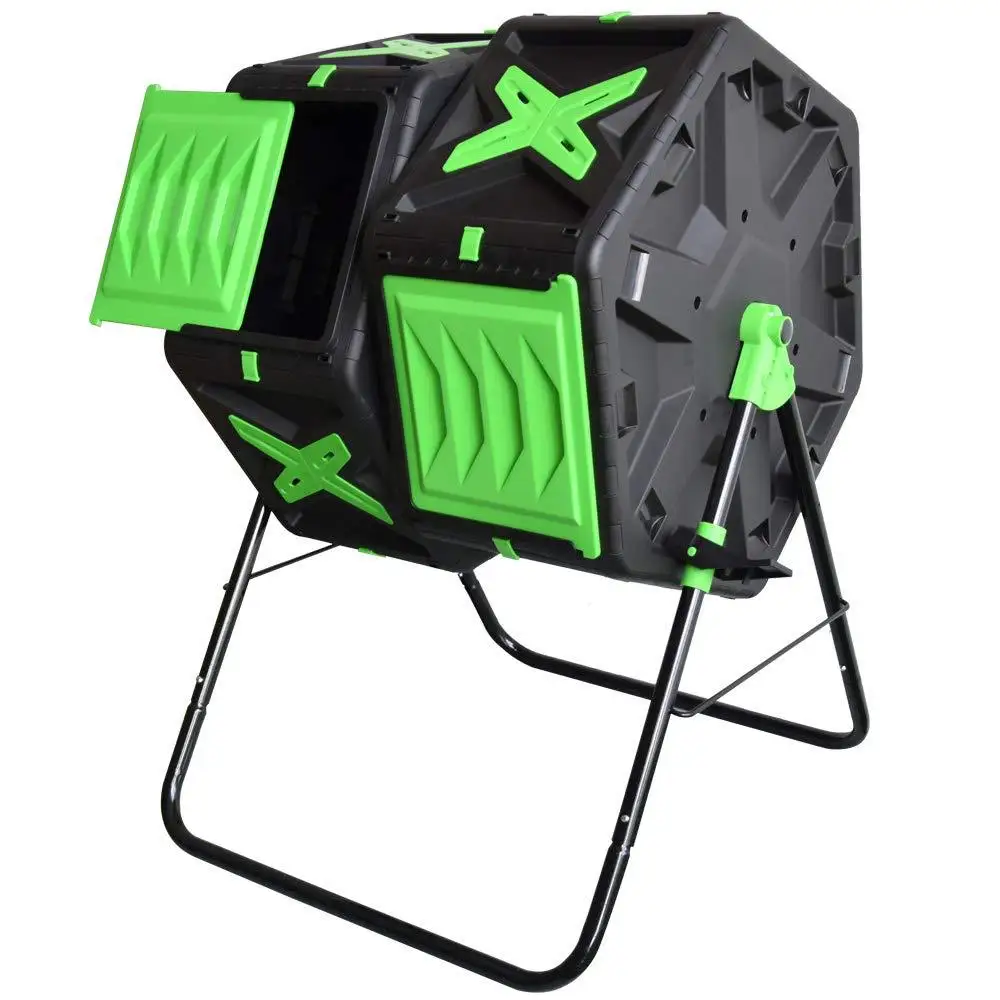 Easily Assembled 140 L (2x 70Litre) Twin Chamber Tumbling Composter  Outdoor Rotating Composter