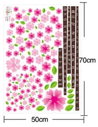 Special Price Big Pink Flower Removable PVC Decorative Flower wall Sticker for Home decor