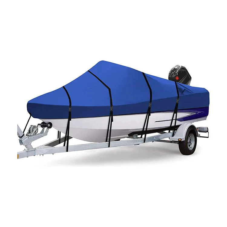 outdoor Anti UV Dustproof High Quality 420D Marine Grade blue Oxford Boat Cover waterproof Trailerable Runabout Boat Cover