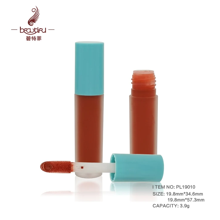 Empty 3.9g chubby size conclear/foundation plastic frosted clear bottle/tube/container with thicker rod/wand and big brush