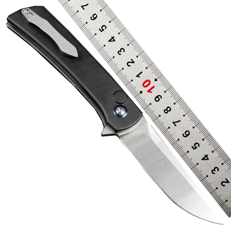 OEM high hardness 58-62HRC CNC blade and G10 built-in bearings folding camping knife with gift box