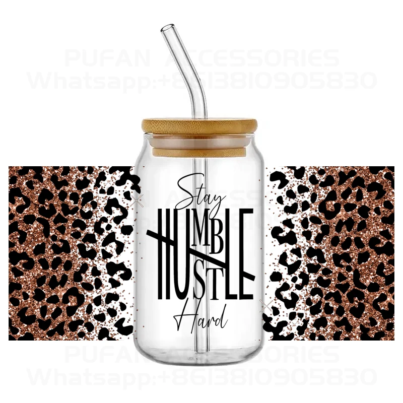 Hustle Coffee messer Desgin UV Transfer наклейка на заказ логотип готов к отправке DTF обертка для
