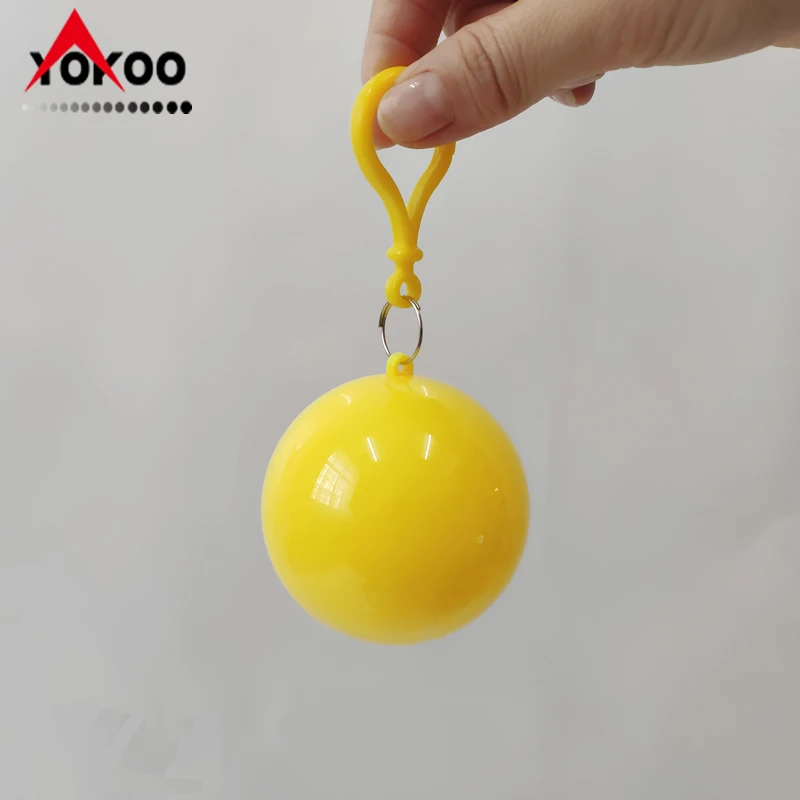 disposable rain ponchos with keyring ball,  keychain ball poncho raincoat