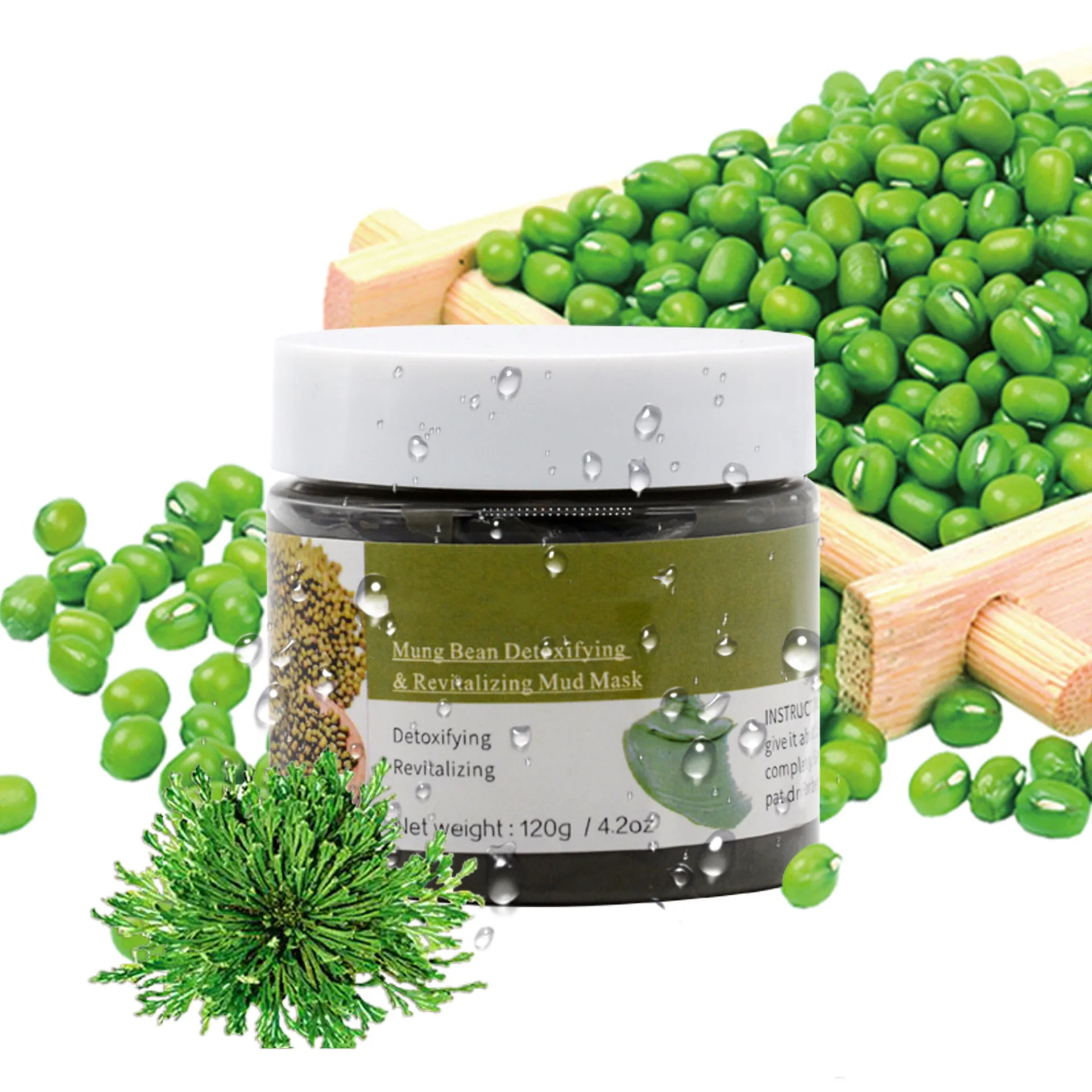 OEM Private label Whitening Mosturising Cleaning Clay Masks Natural Facial Mung Bean Detoxifying Revitalizing Mud Face Mask