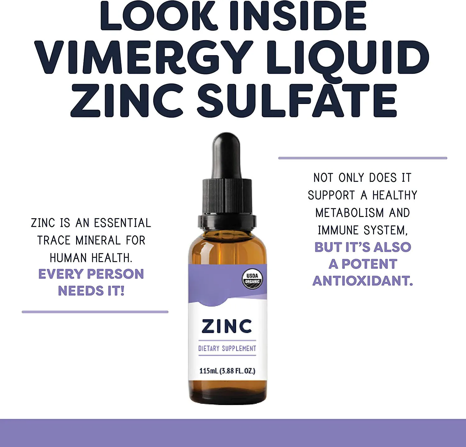 Bones Supplements Organic Vegan Oral Liquid Zinc Calcium Iron Vitamin D3 K2 Drops for Immune Support