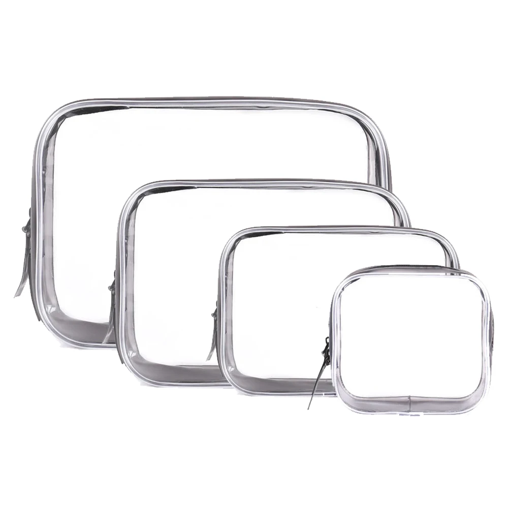 4pcs per Set PVC Travel Luggage Pouch Custom Make up Toiletry Bag Clear Cosmetic Bag Transparent