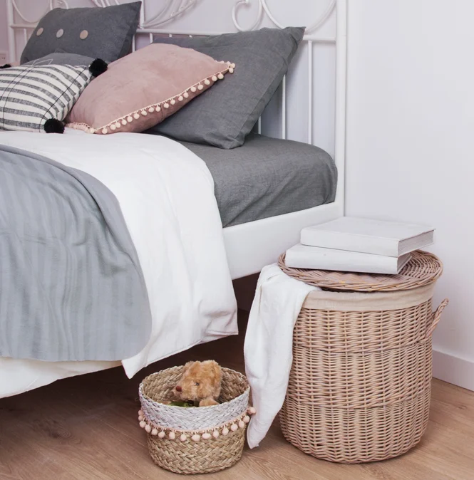 2024 Popular Straw Seagrass Storage Small Wicker Baskets With Handle Cheap For Sale